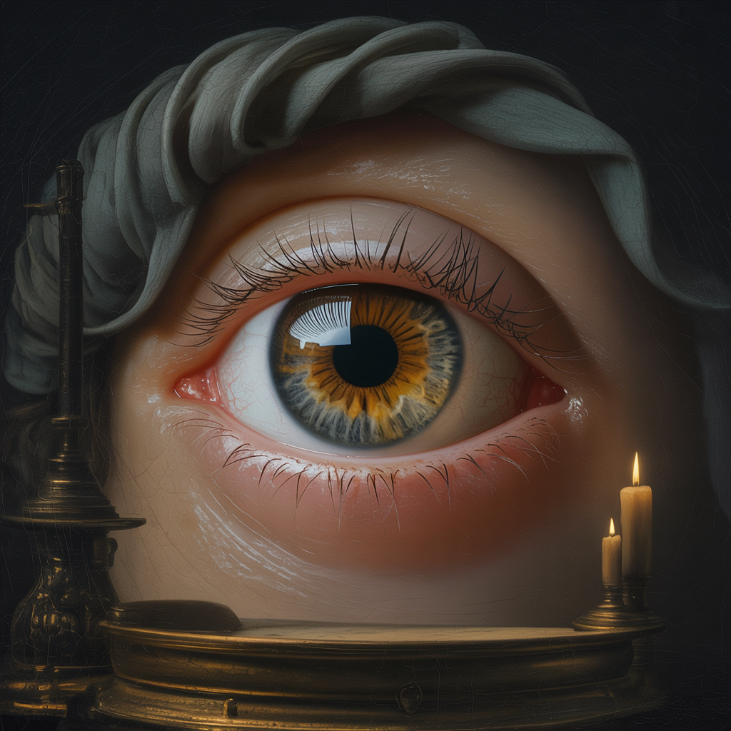 A realistic human eye with amber iris